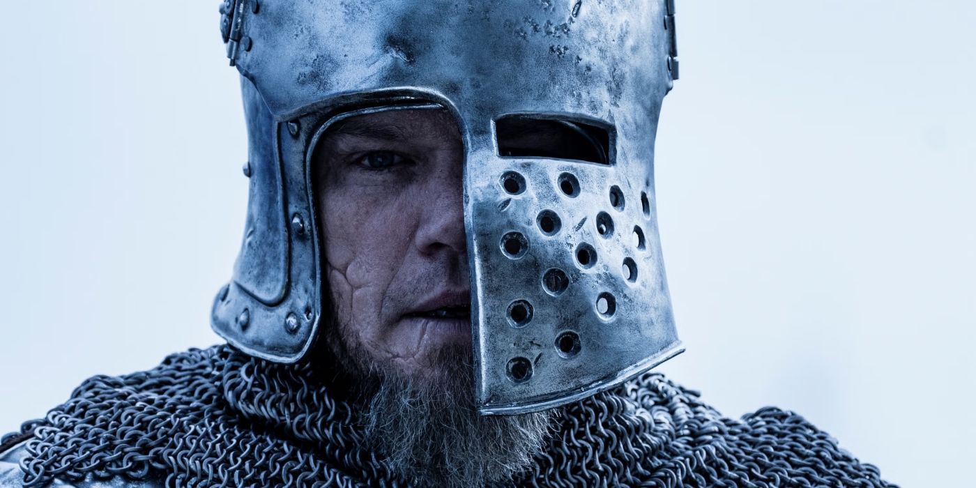 Кадр из фильма Ридли Скотта «Последний дуэль» с Мэттом Дэймоном и Беном Аффлеком