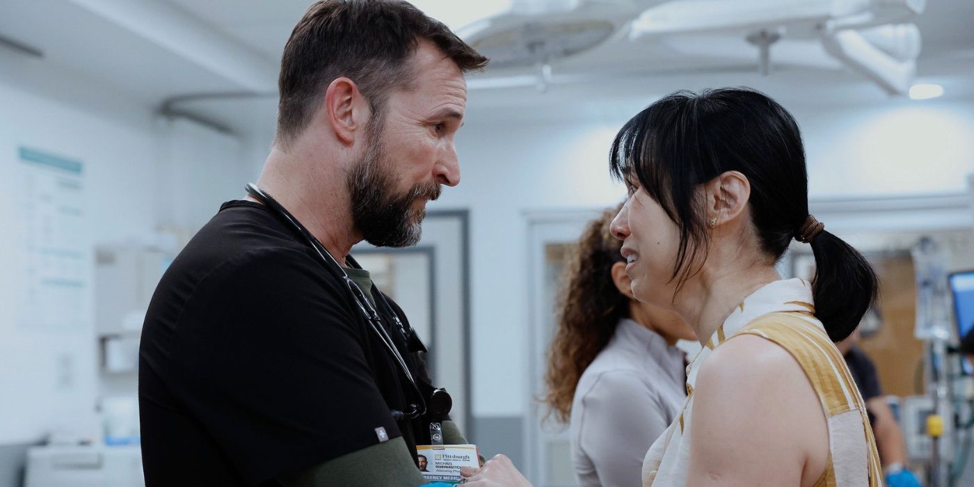 Сцена из сериала Питт, показывающая эмоциональный момент