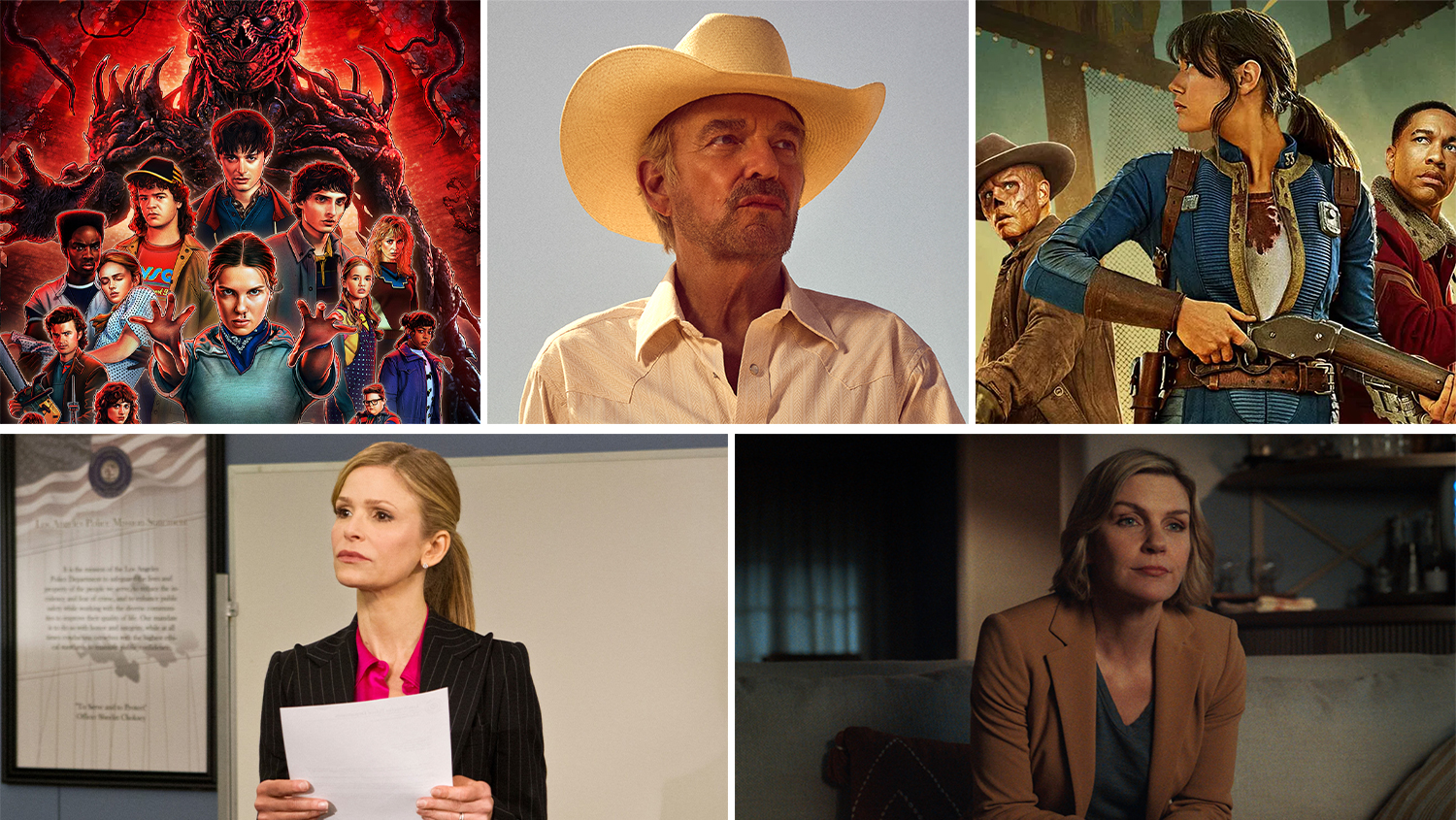 Постеры популярных сериалов на стриминговых платформах в рождественский период 2023 года